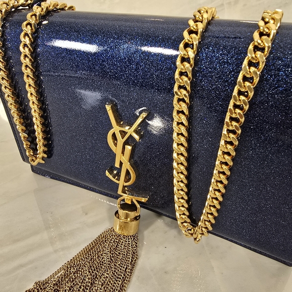 Yves Saint Laurent Small Kate Blue Glitter Crossbody Bag - Picture 3 of 11